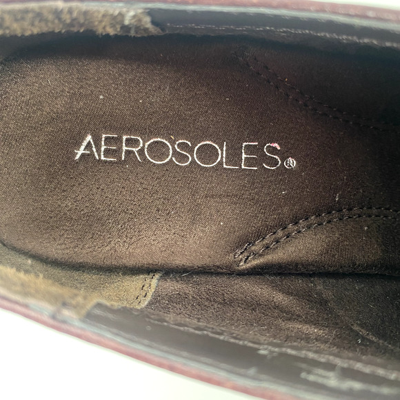 Aerosoles Soto Album Pumps Womens Sz 9 Brown Leather Buckle Whipstitch Cap Toe - Picture 3 of 11